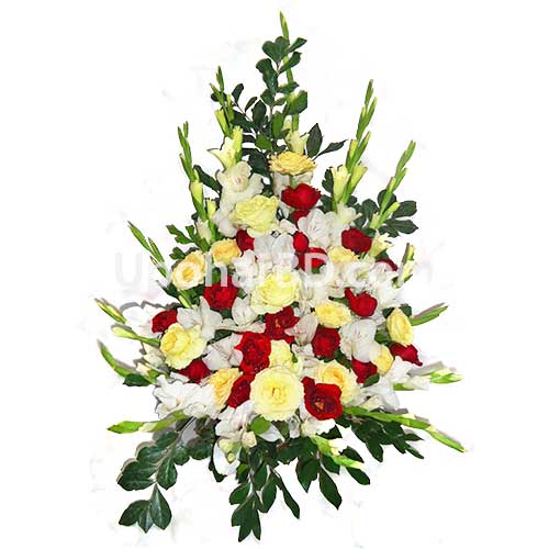 Arrangement of Mixed Colour Roses