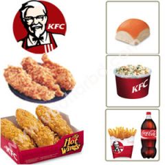 KFC hot wings and chicken stripes combo with bun and coleslaw